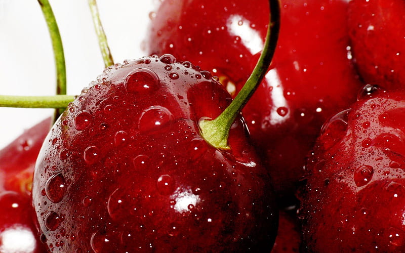 sweet summer cherries, fruit, red, graphy, food, sour, sweet, HD wallpaper