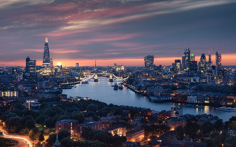 Tower Bridge, London, Evening, metropolis, UK, Thames River, England, HD wallpaper
