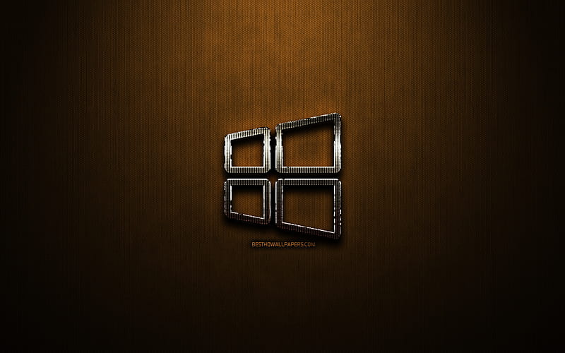Windows 10 linear logo, creative, OS, bronze metal background, Windows 10 logo, brands, Windows 10, HD wallpaper