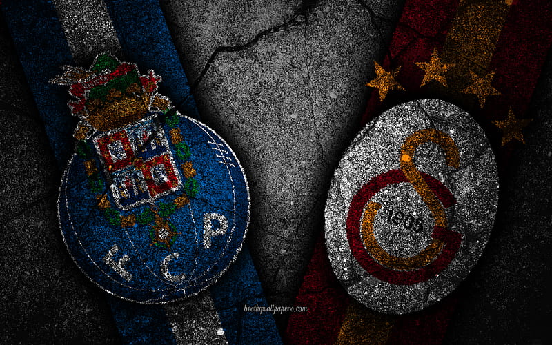 Porto vs Galatasaray, Champions League, Group Stage, Round 2, creative, Porto FC, Galatasaray FC, black stone, HD wallpaper