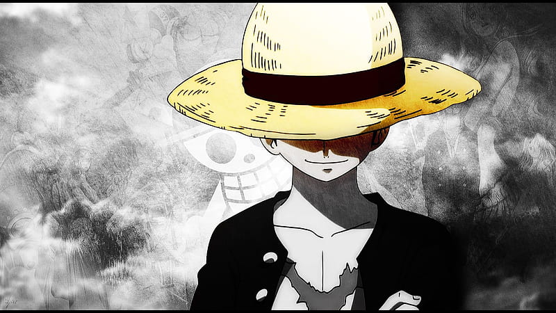 Yellow Black Hat Luffy Black Dress One Piece, HD wallpaper
