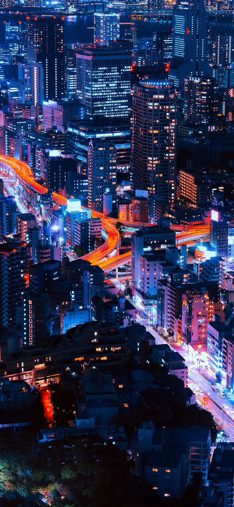 Tokyo Infinity, cities, neon, park, theme, night, lights, city, carros, HD phone wallpaper