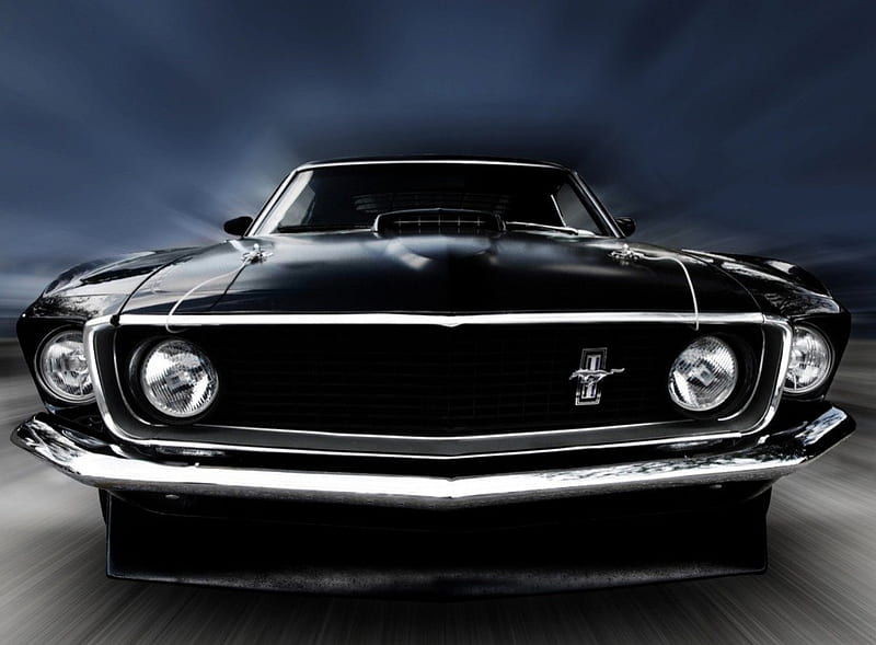69 Mustang Mach 1 Cobra Jet, Ford, 69, black, cobra, mach 1, Mustang, 1969, fact, car, jet, muscle car, HD wallpaper
