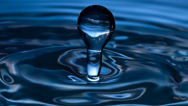 A Water Drop Falls, droplet, ocean, ripple, lake, sea, water, puddle, rain, river, blue, HD wallpaper