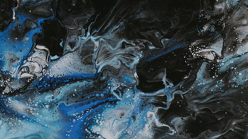 Black Blue Paint Mixing Stains Abstract, HD wallpaper