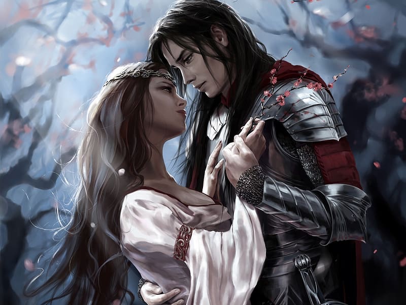Fantasy, Love, Couple, Knight, Armor, HD wallpaper Fantasy, Love, Couple, Knight, Armor, HD wallpaper