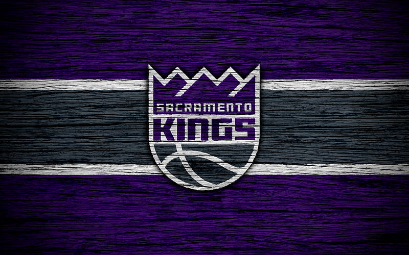 Sacramento Kings, NBA, wooden texture, basketball, Western Conference, USA, emblem, basketball club, Sacramento Kings logo, HD wallpaper