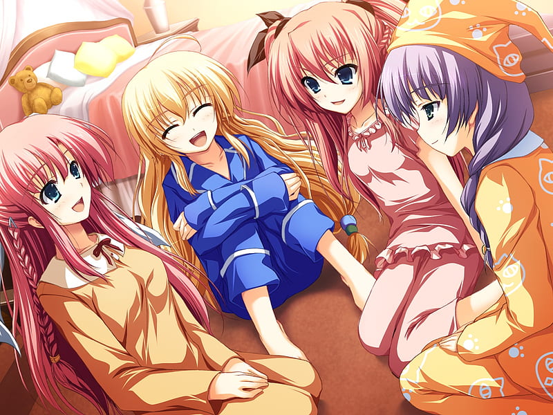 A girls sleep over, cute, girls, sleep over, anime, HD wallpaper | Peakpx