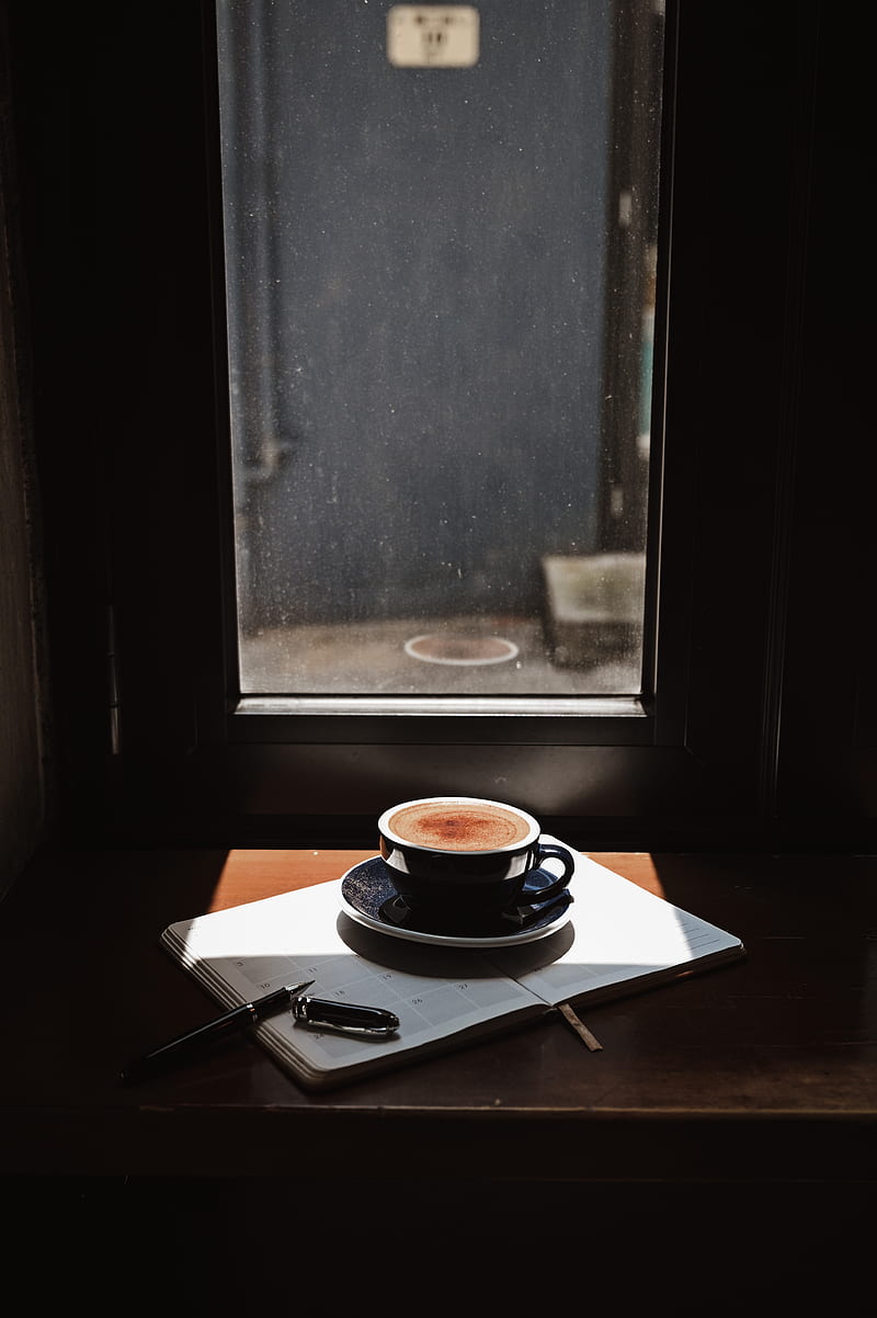 coffee, cup, drink, newspaper, window, room, HD phone wallpaper