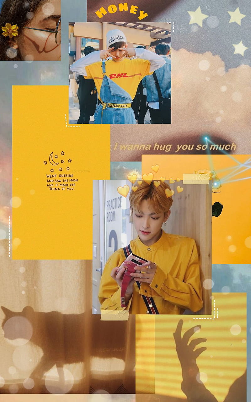 Hongjoong, aesthetic, ateez, cute, kpop, soft, yellow, HD phone wallpaper