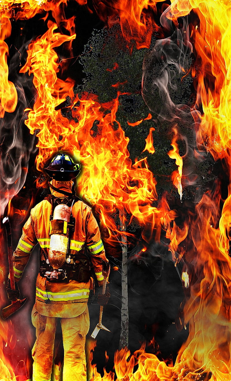Bosque ardiente, calor, bombero, valentía, Fondo de pantalla de teléfono HD  | Peakpx