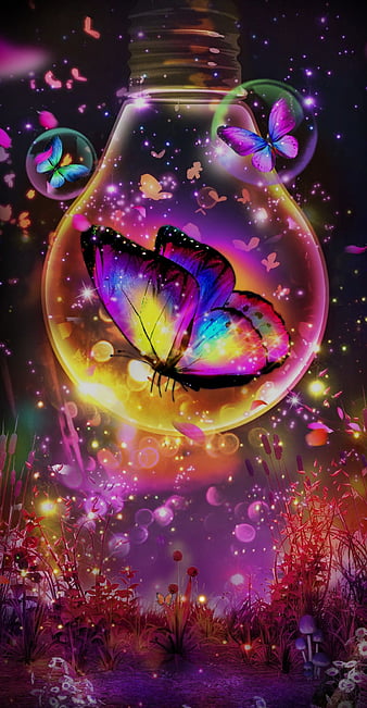 rainbow butterflies background