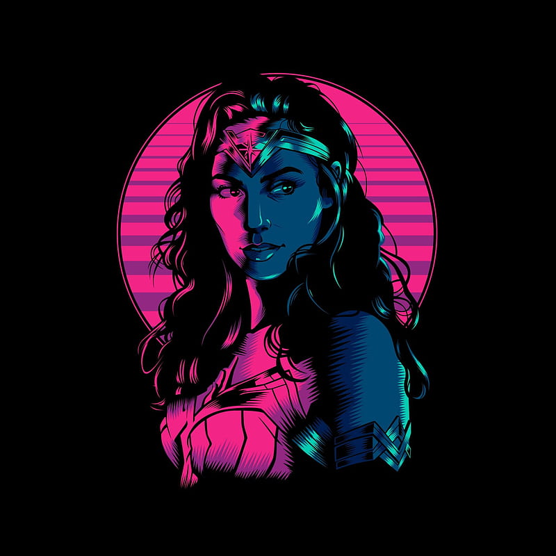 Wonder Woman 1984 , Wonder Woman, Fan art, Black background, Neon, Graphics CGI, HD phone wallpaper