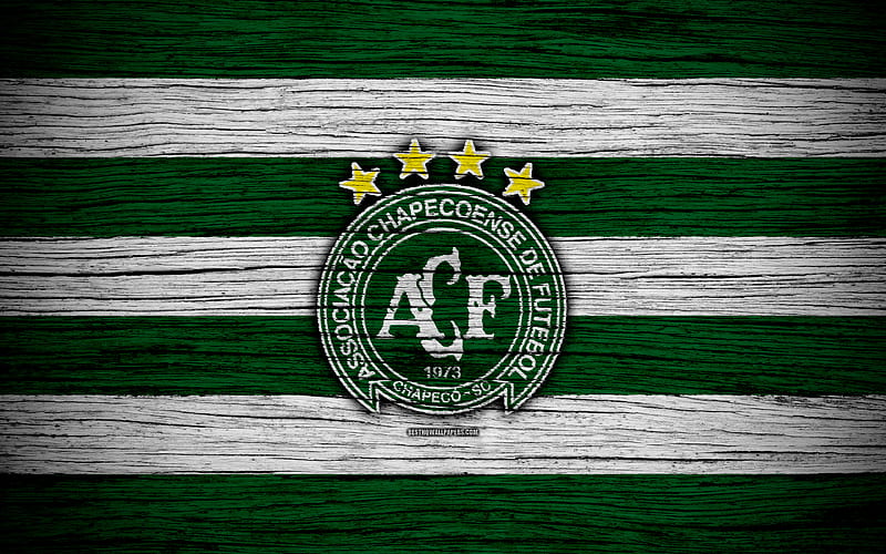 Chapecoense Brazilian Seria A, logo, Brazil, soccer, Chapecoense FC, football club, Chapecoense AF, wooden texture, FC Chapecoense, HD wallpaper