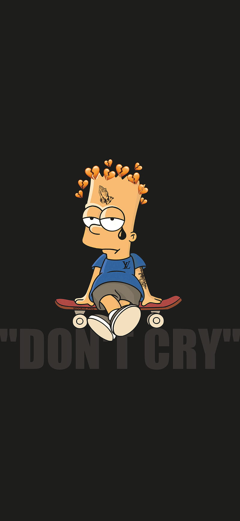 Dont Cry Bart, bart, bart simpson, black, cry, depressed, iphone, love, minimal, sad, the simpsons, HD phone wallpaper