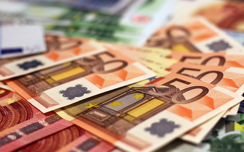 fifty euro bills macro, banknotes, money, euro currency, bills, euro, 50 euro banknotes, HD wallpaper