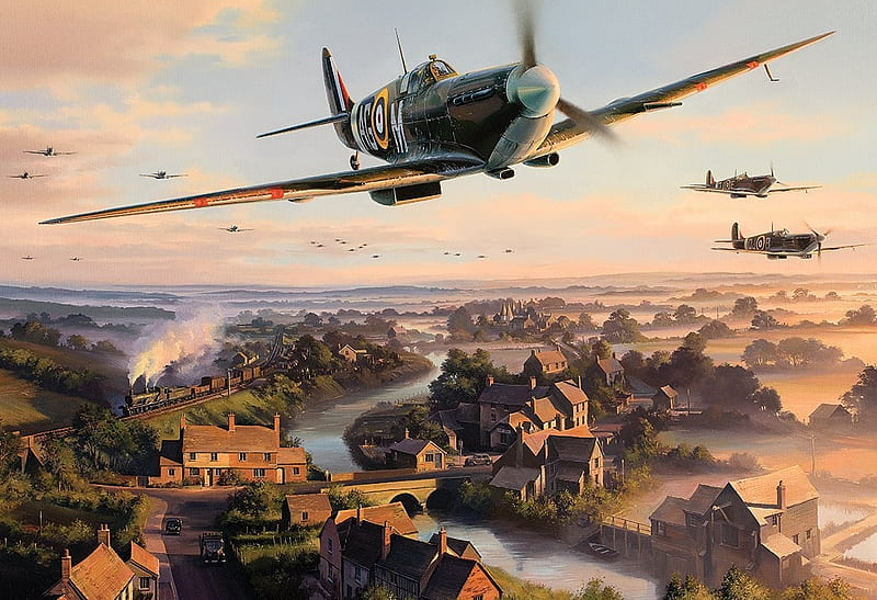 Biggin Hill Wing, formation, ww2, world war 2, military, fighters, planes, HD wallpaper