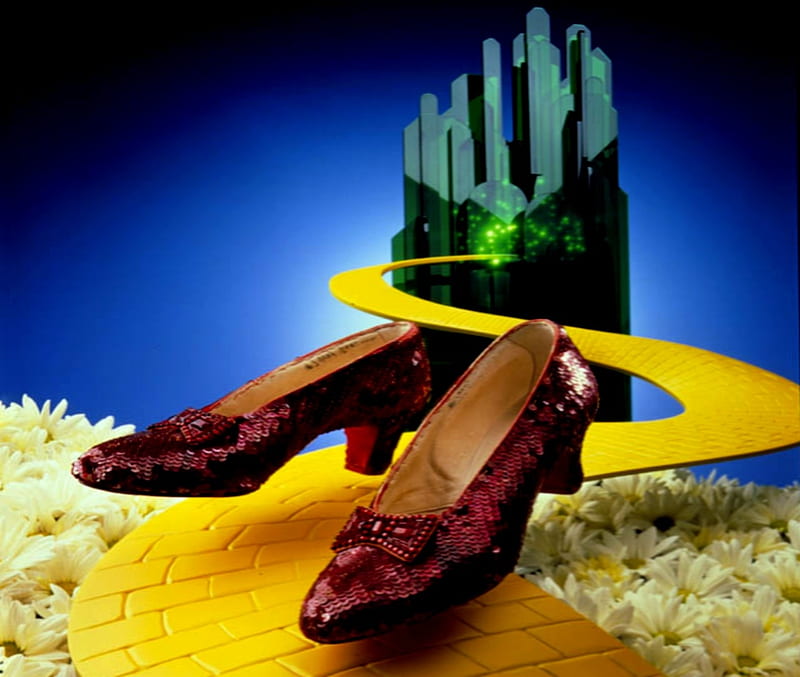 Wizard Of Oz, Yellow, Ruby, Slippers, Brick, Road, HD wallpaper