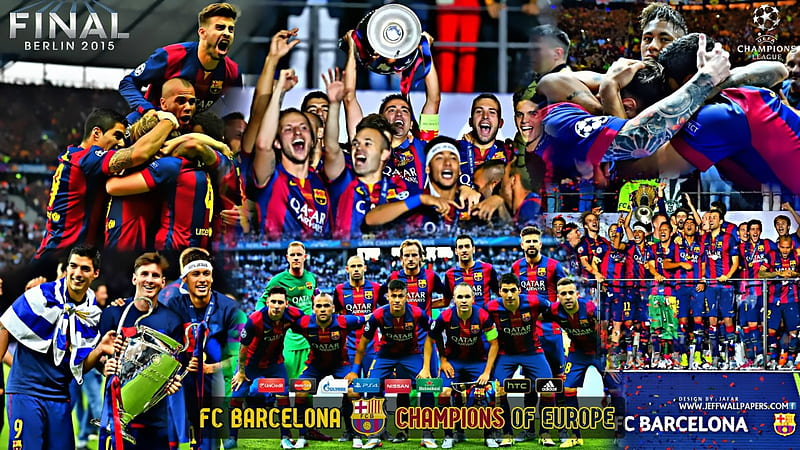 FC BARCELONA CHAMPIONS OF EUROPE 2015, neymar, FC BARCELONA , CHAMPIONS league, CHAMPIONS league , lionel messi, HD wallpaper