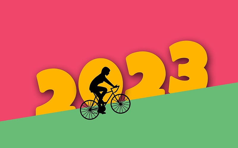 Happy New Year!, vector, bicycle, 2023, new year, HD wallpaper