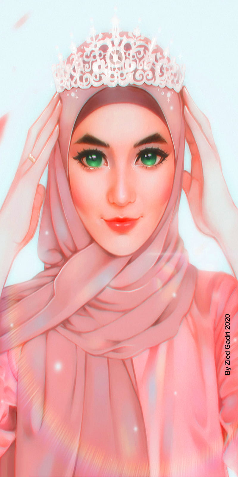 Queen In Islam, eyes, green, hijab, princess, HD phone wallpaper