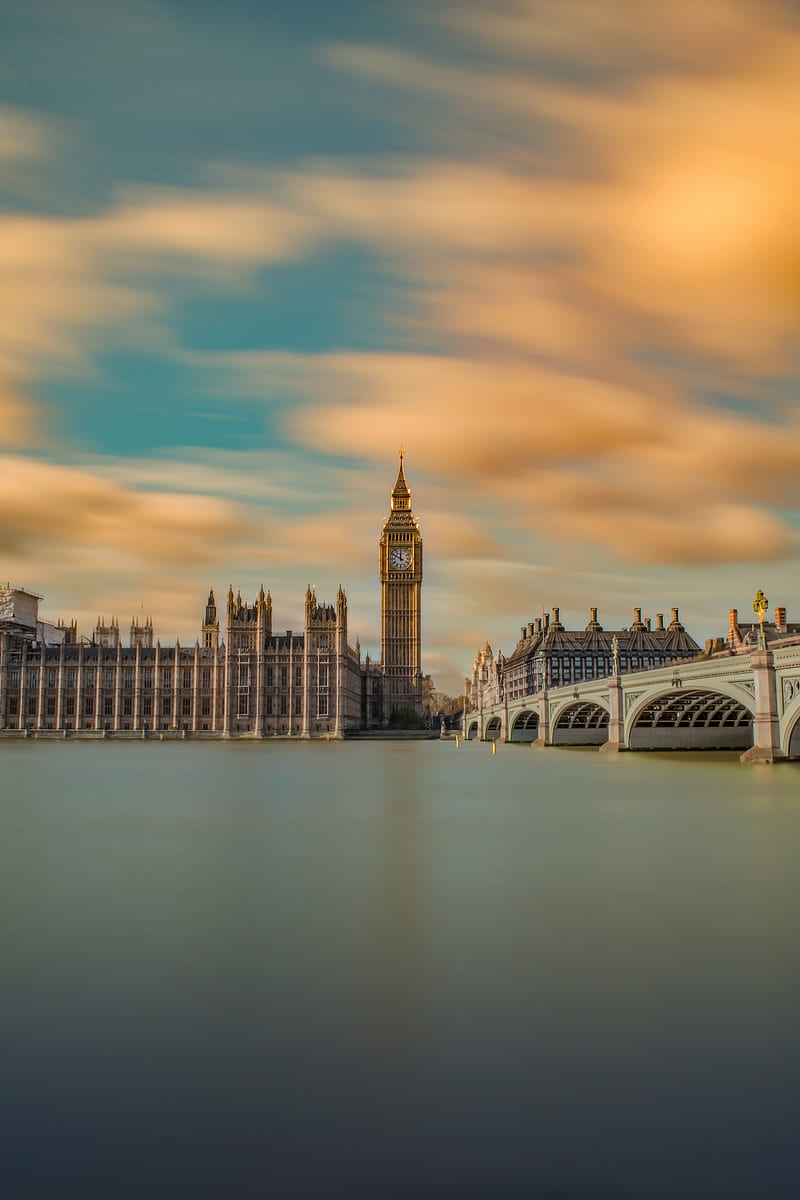 London, UK, Big Ben, bridge, architecture, clouds, Kingdom, palace, portrait display, River Thames, HD phone wallpaper