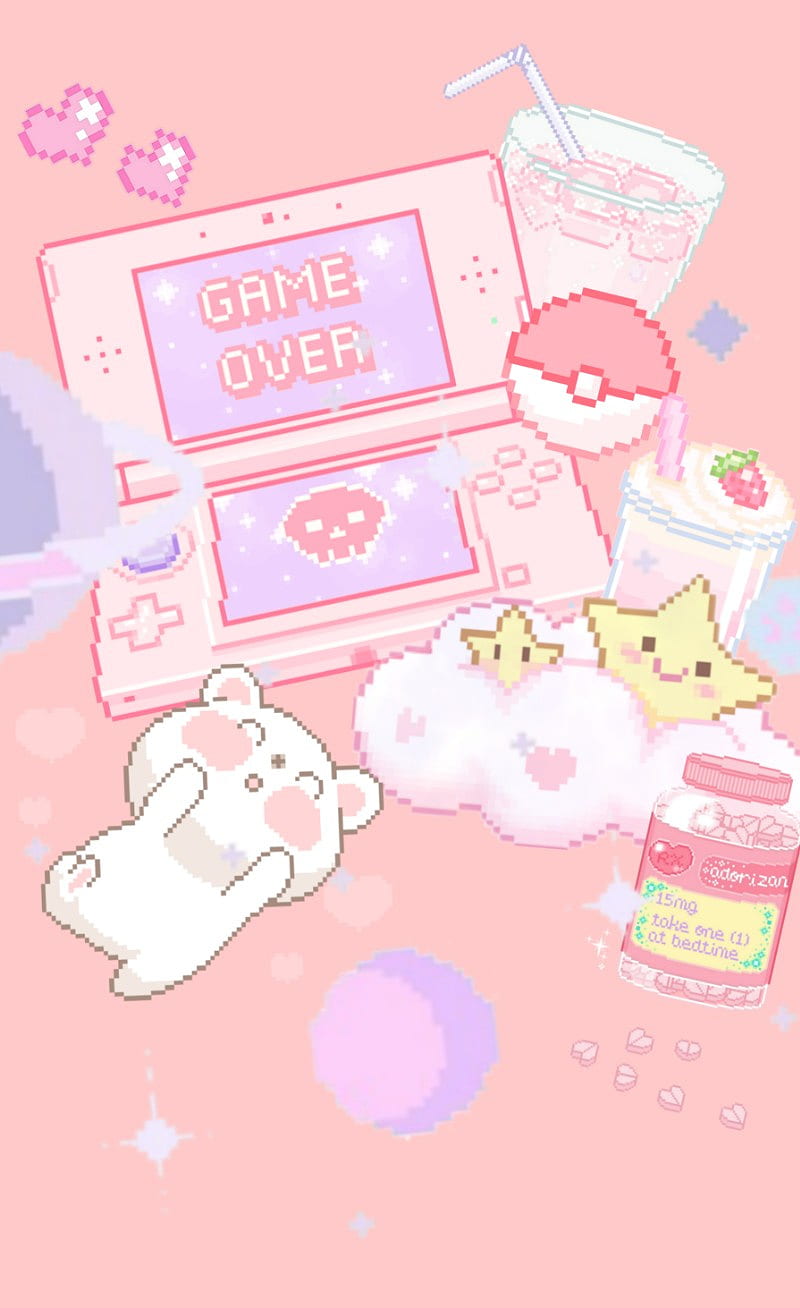 Game Over, aesthetic, cute, kawaii, pastel, pixel, HD phone wallpaper |  Peakpx
