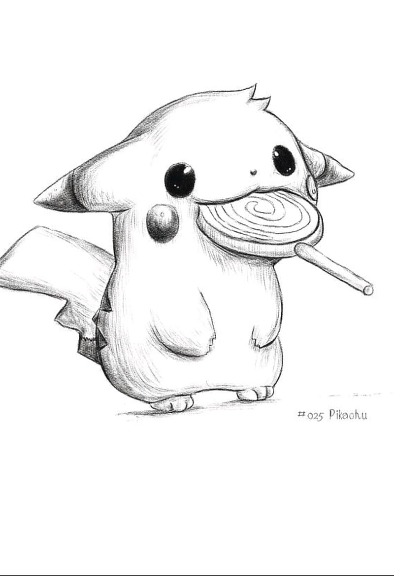 Pikachu, cool, cute, drawing, lollipop, pokemon, HD phone wallpaper