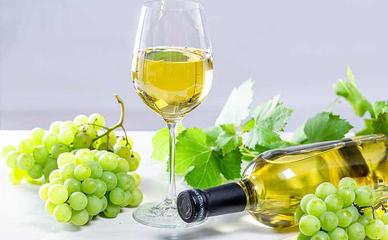 White Wine in a Glass, Bottle, Grapes, Leaves Ultra, Food and Drink, Nature, Green, White, Leaves, Vineyard, Wooden, Leaf, Glass, Grape, Fruit, Bottle, Grapevine, Natural, Vine, Wine, drink, beverage, chardonnay, alcohol, whitewine, wineglass, viticulture, winery, HD wallpaper