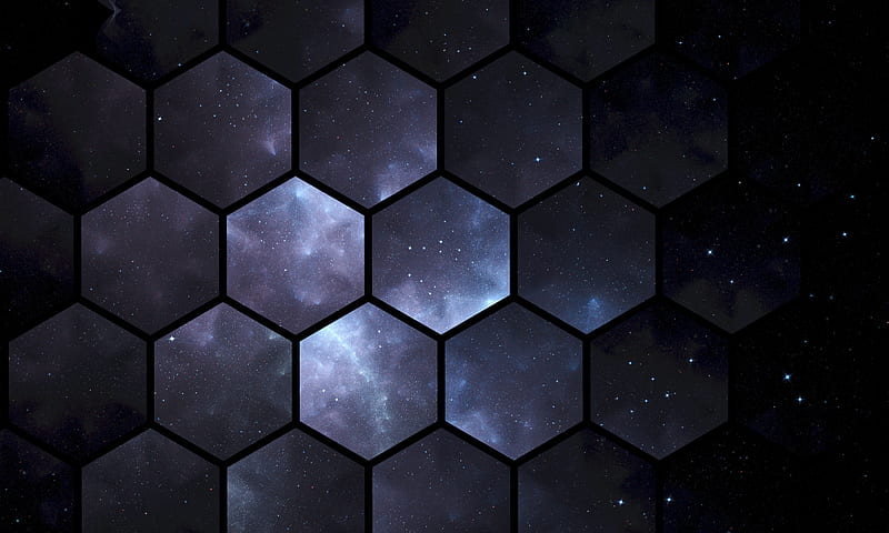 hexagons, space, patterns, HD wallpaper