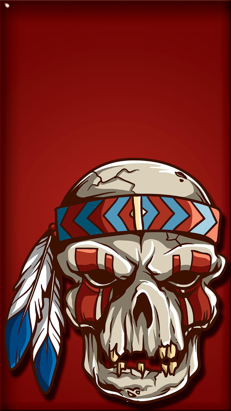 Skull BG, native american, red, x3mcx, HD phone wallpaper