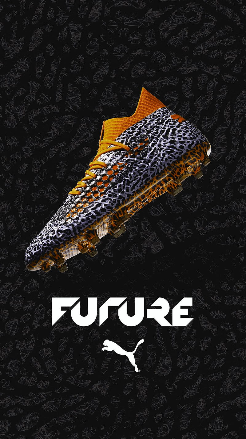 Puma, brand, football, logo, orange, soccer, sport, sport shoes, texture, HD phone wallpaper