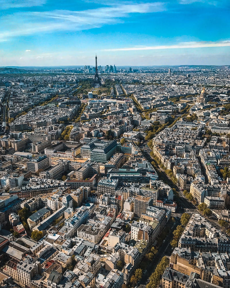 city, aerial view, buildings, architecture, paris, france, HD phone wallpaper