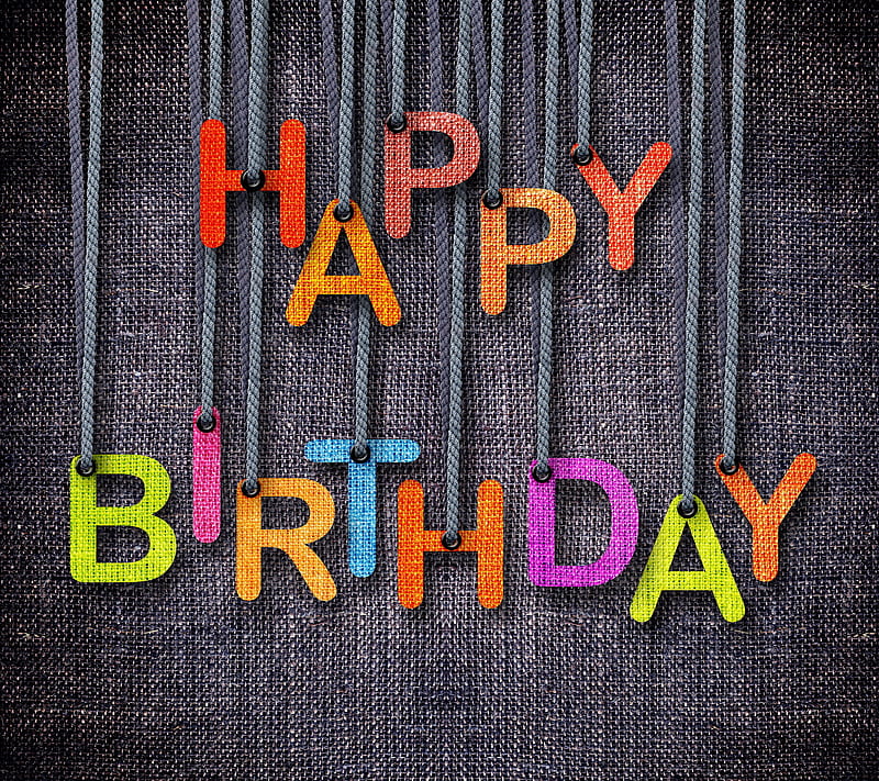 Happy Birtay, background, colorful, jeans, letters, HD wallpaper