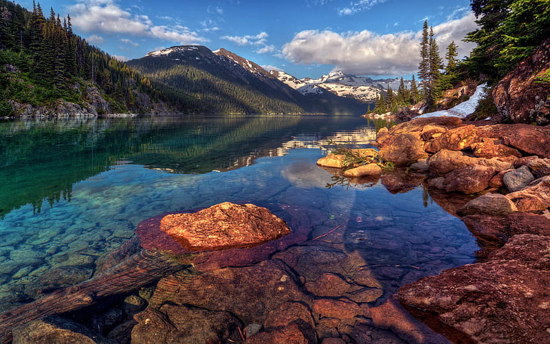 Mountain lake clear water-, HD wallpaper