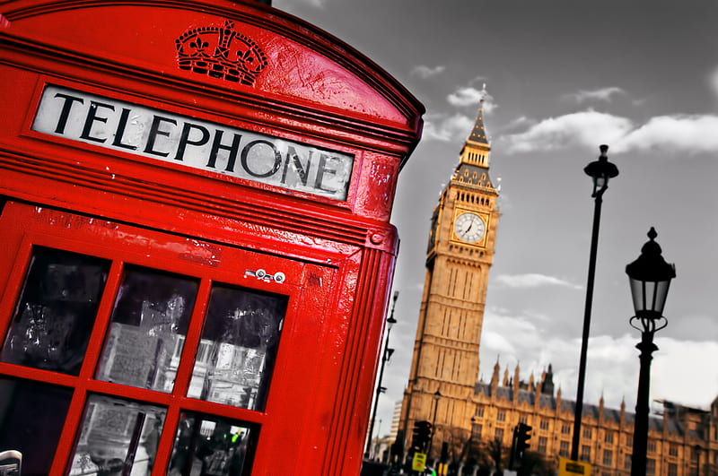  Londres, teléfono, ciudad, Inglaterra, Big Ben, Fondo de pantalla HD