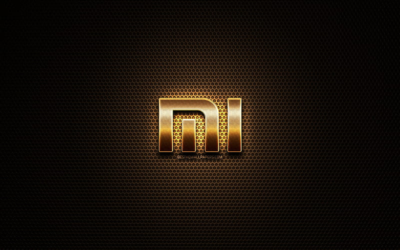 Xiaomi glitter logo, creative, metal grid background, Xiaomi logo, brands, Xiaomi, HD wallpaper