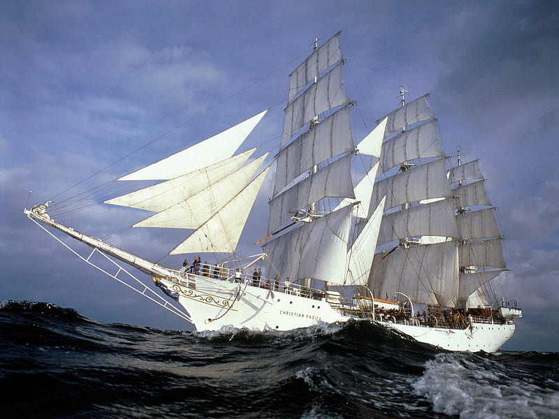 Big White Sailboat with Three Masts, christian radich, white, three masts, white sailboat, HD wallpaper