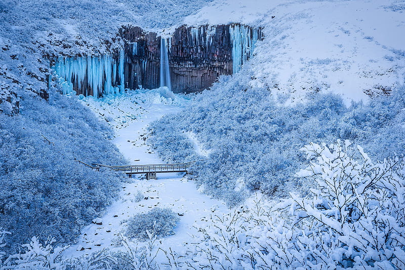 graphy, Winter, Bridge, Iceland, National Park, River, Rock, Snow, Waterfall, HD wallpaper