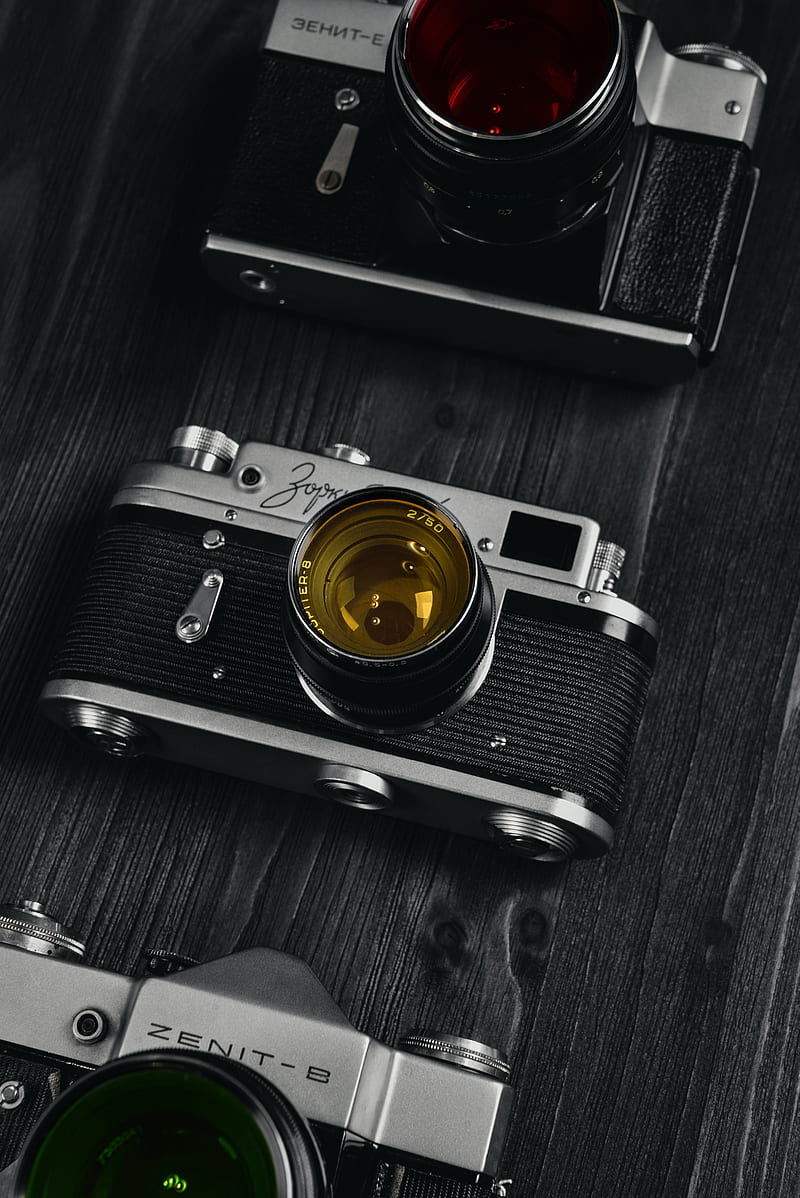 retro camera, vintage, lenses, close-up, buttons, Technology, HD phone wallpaper