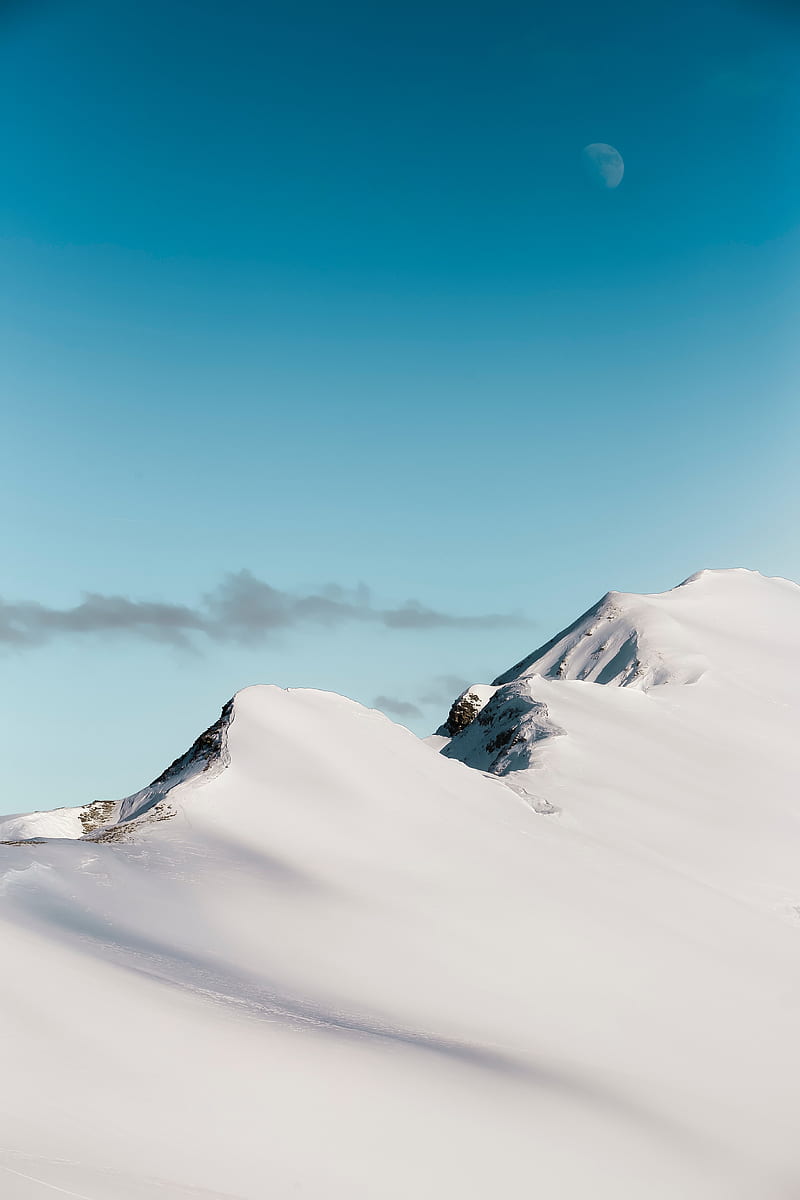 mountain, snow, top, sky, winter, cold, HD phone wallpaper