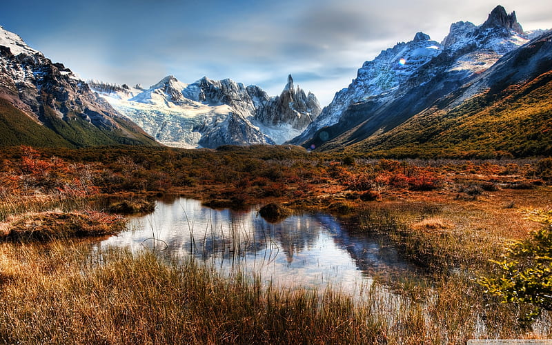 argentina landscape, mountain, water, grass, argentina, HD wallpaper