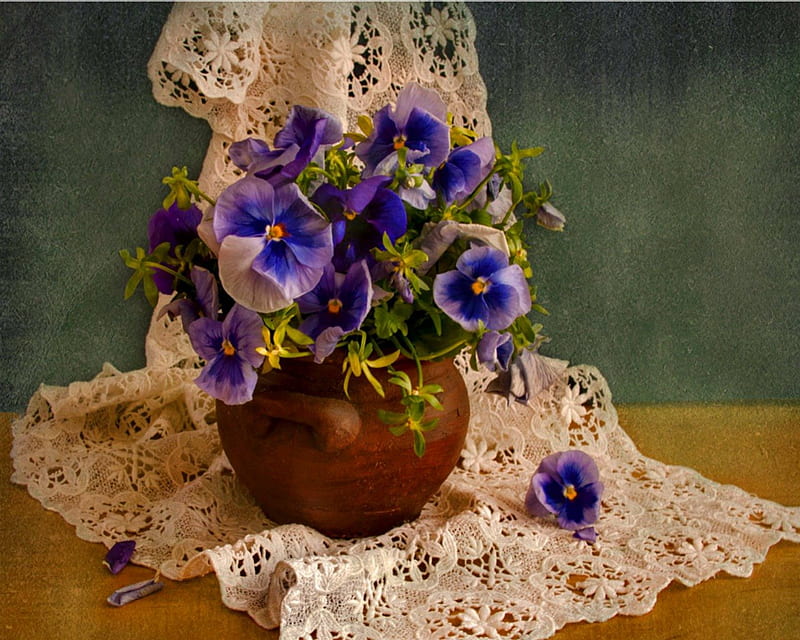 Still life, vase, flowers, crochet, HD wallpaper