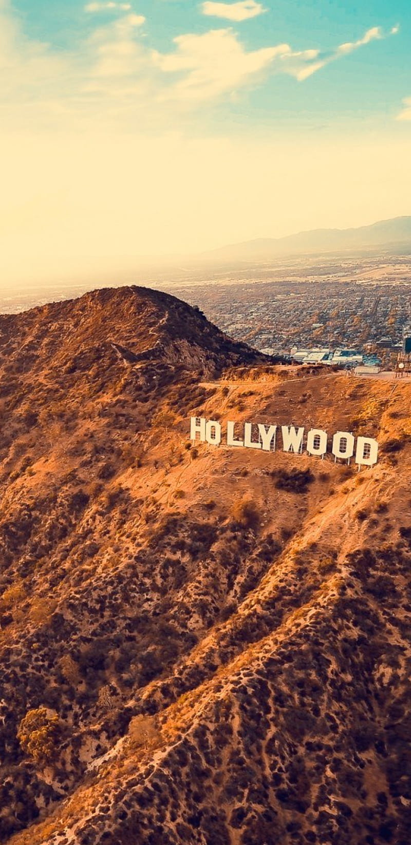 Hollywood beautiful, blue, brown, city, mountain, nature, sky, white, HD phone wallpaper