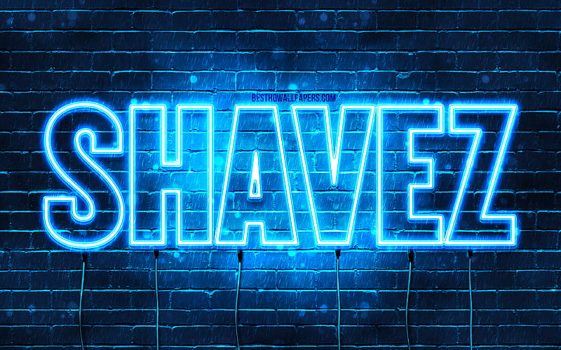Shavez, , with names, Shavez name, blue neon lights, Happy Birtay Shavez, popular arabic male names, with Shavez name, HD wallpaper