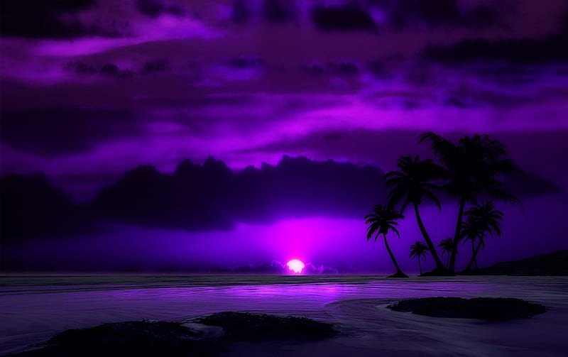 Somewhere in Purple World, tree, fantasy, sky, purple, HD wallpaper