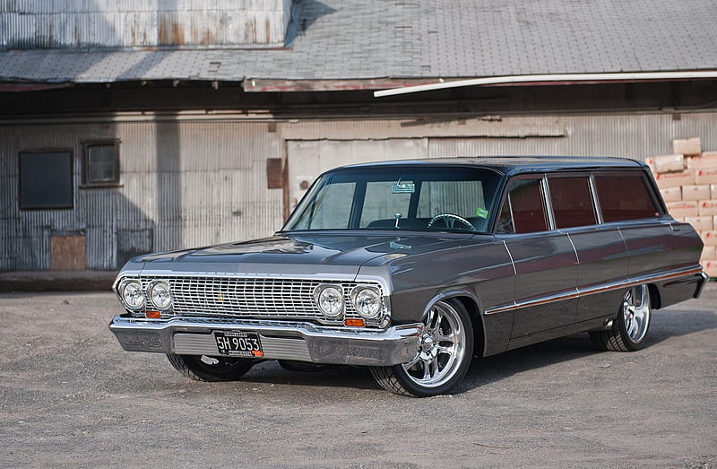 1963-Chevrolet-Impala-Wagon, Classic, GM, Bowtie, Wagon, HD wallpaper