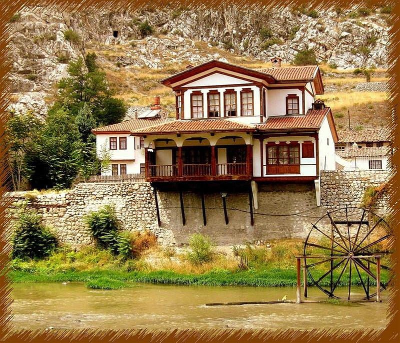 Amasya houses, turkey, HD wallpaper