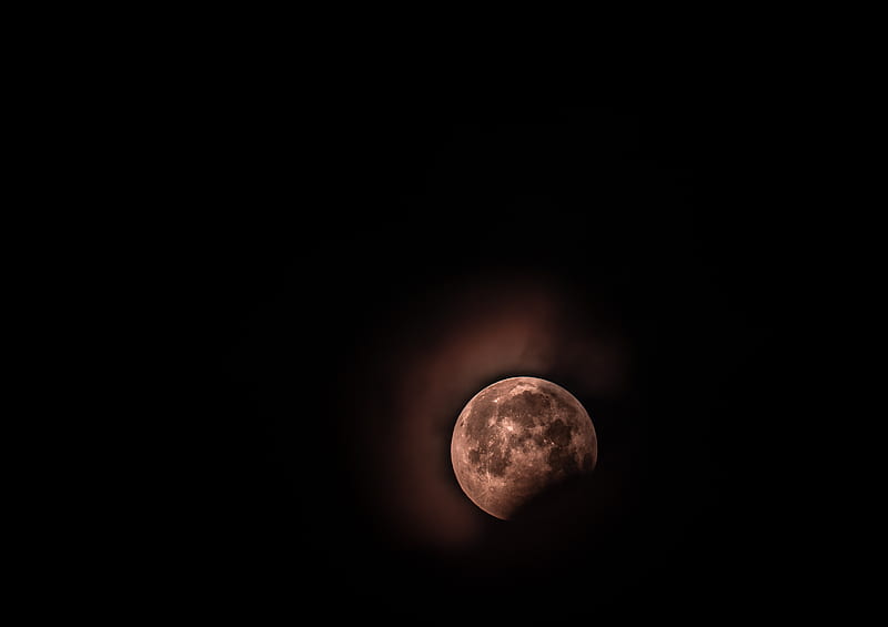 moon, full moon, eclipse, red moon, sky, night, HD wallpaper