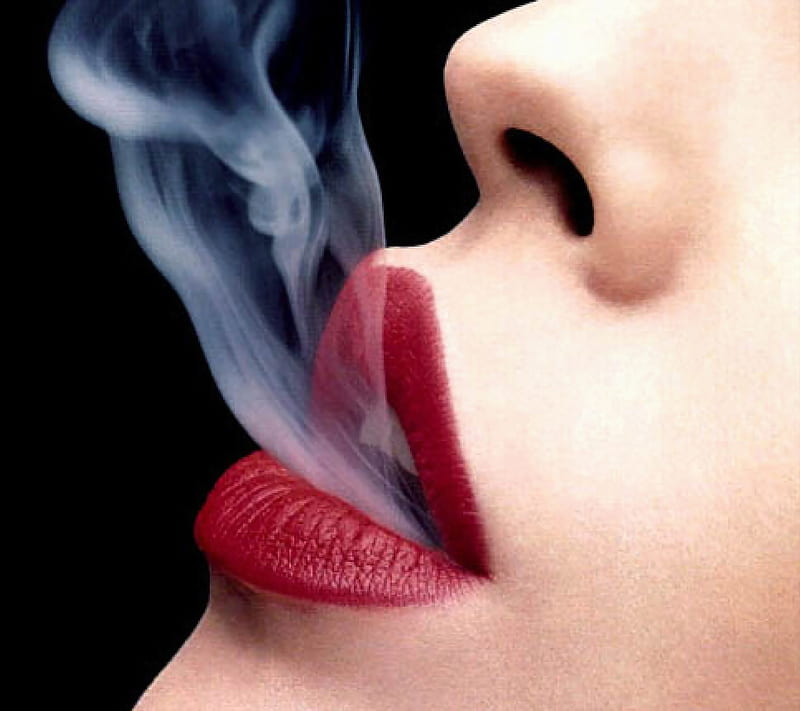 smoking, black, face, lips, red, smoke, woman, HD wallpaper